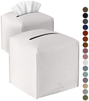 Tissue Box Cover, Jeethemy Square PU Leather Tissue Box Holder, Modern Tissue Case Facial Paper O... | Amazon (US)