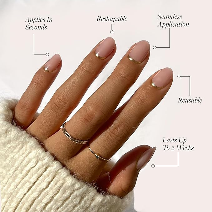 Glamnetic Press On Nails - Goal Digger | Glossy, Semi-Transparent, Short Round Nails, Salon Quali... | Amazon (US)