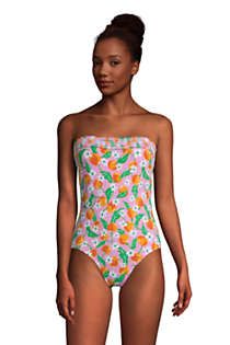 Draper James x Lands' End Women's Chlorine Resistant Bandeau One Piece Swimsuit Removable Straps | Lands' End (US)