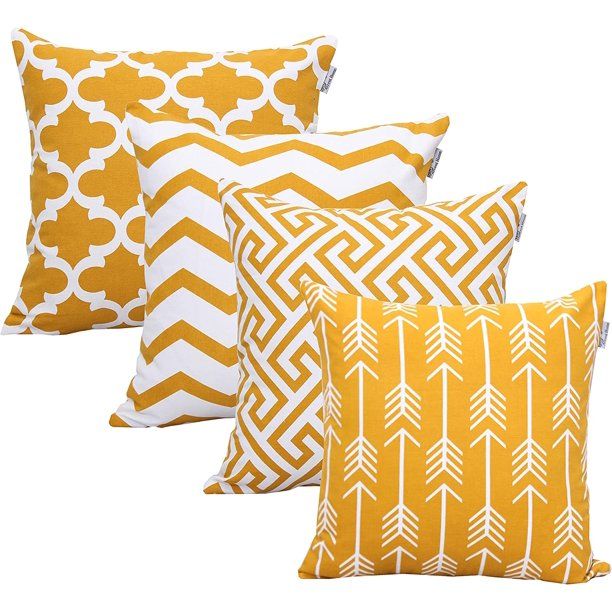 Accent Home Printed Cushion Covers Set of 4 - Decorative Square Throw Pillow, Indoor & Outdoor Co... | Walmart (US)