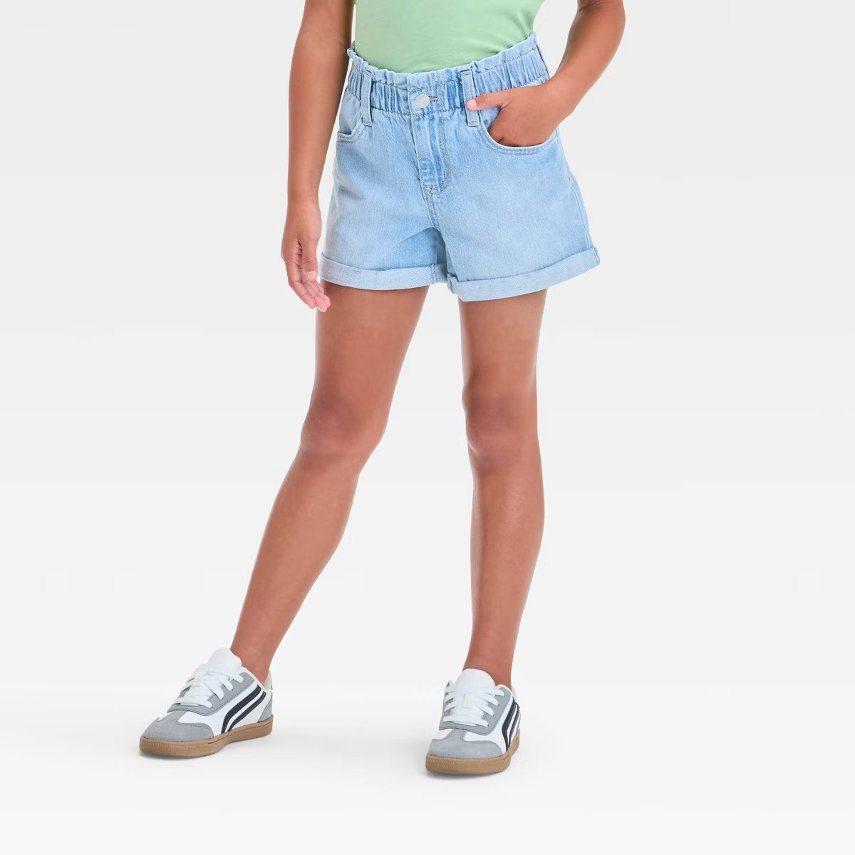 Girls' High-Rise Paper Bag Cuffed Jean Shorts - Cat & Jack™ | Target