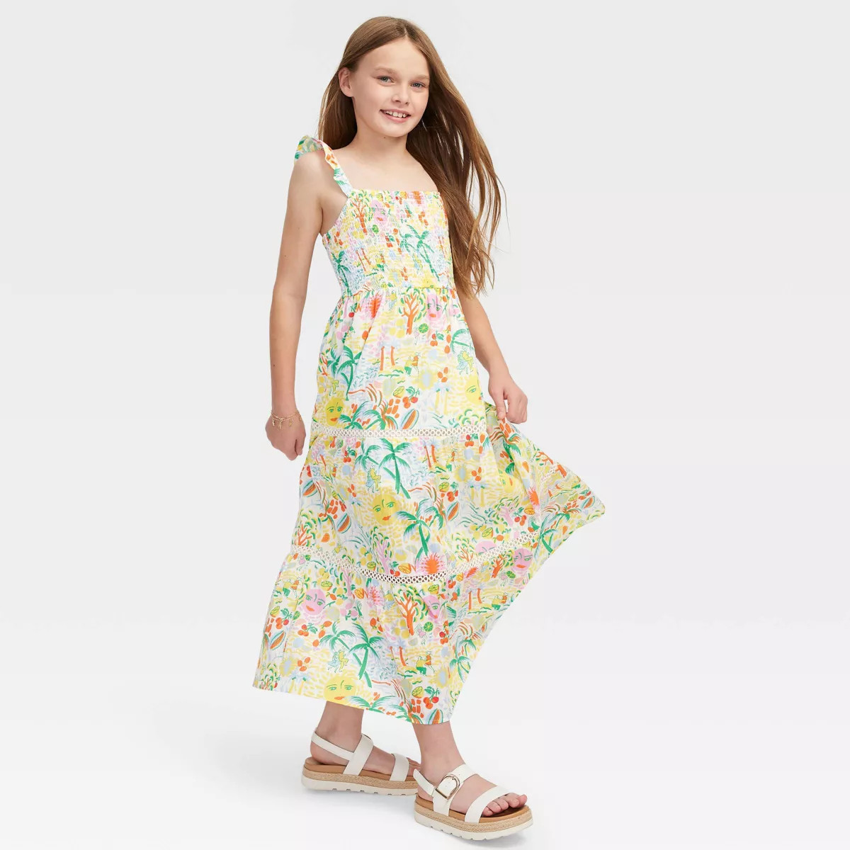 Girls' Vacation Tiered Maxi Dress Yellow/Green - Roller Rabbit x Target  XS | Target