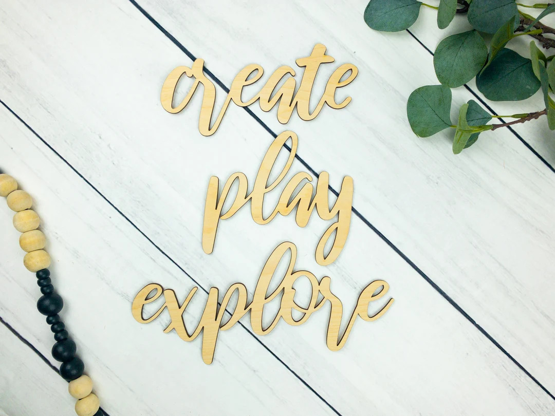 Create Play Explore Wall Decor, Wooden Nursery Decor, Playroom Wall Decor, Kids Room Wood Wall Ha... | Etsy (US)