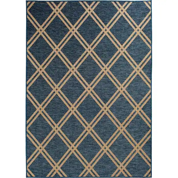 Trisha Yearwood Home Collection Gather Minot Cobalt/Natural Indoor Outdoor Area Rug | Bed Bath & Beyond