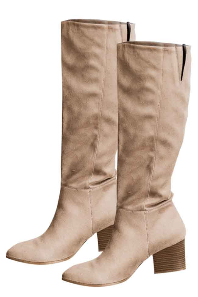 Marlee Taupe Pointed Toe Suede Boots FINAL SALE | Pink Lily