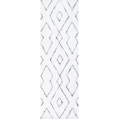 Peraza Geometric Handmade White Area Rug Mercury Row® Rug Size: Runner 2'6" x 8' | Wayfair North America