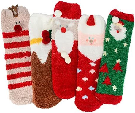 Cat Paw Socks, 5 Pairs Cat Claw Socks for Girls Women Cozy Fuzzy Cat Feet Socks | Amazon (US)