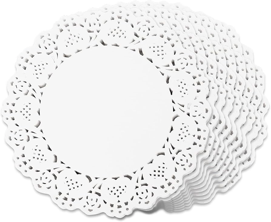 Paper Doilies 7 inch Round White Lace Doilies Paper Disposable Round Paper Doilies for Buffet Cak... | Amazon (US)