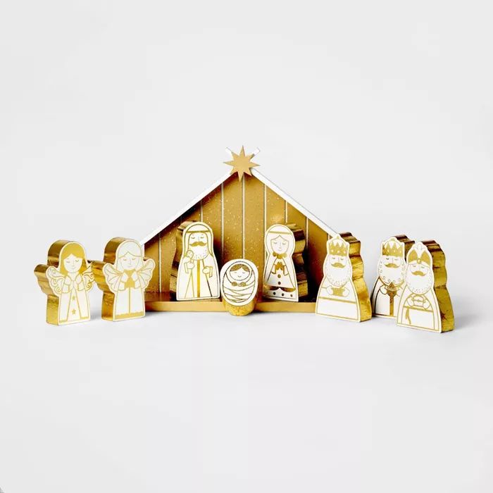Wood Nativity Set Golden - Wondershop™ | Target