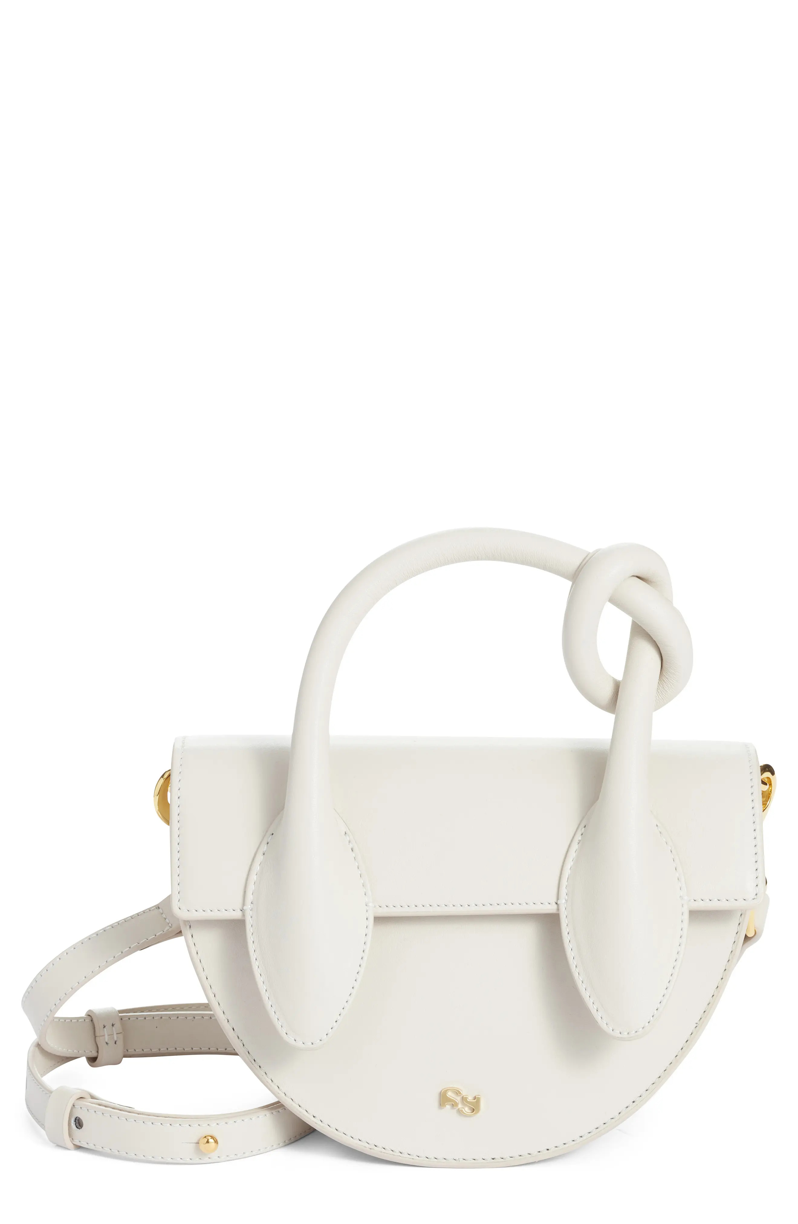 Yuzefi Pretzel Leather Crossbody Bag in Off White at Nordstrom | Nordstrom