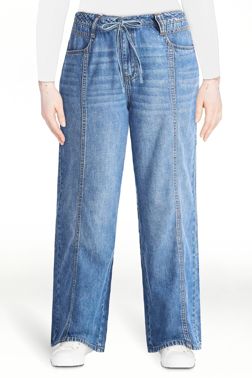 Time and Tru Women's and Women's Plus Relaxed Tie Waist Wide Leg Jeans, 31" Inseam, Sizes 0-20 - ... | Walmart (US)
