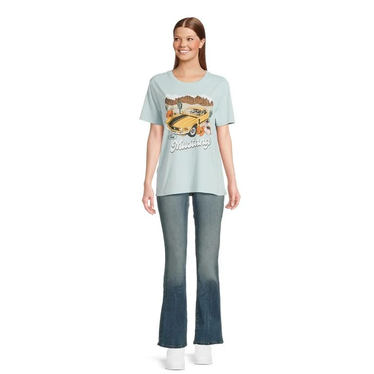 Time And Tru Women's Ford Mustang Graphic Tee with Short Sleeves, Sizes S-XXXL - Walmart.com | Walmart (US)