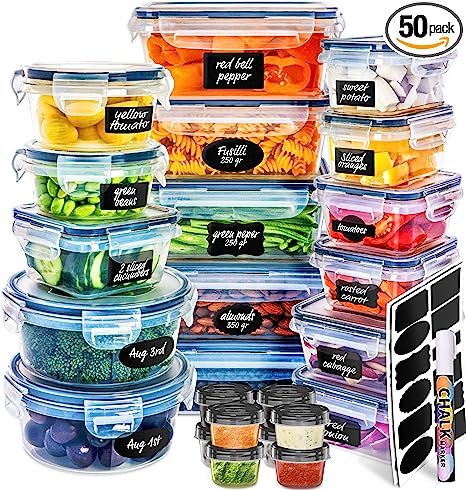 Fullstar 50PCS Food storage Containers with Lids, Plastic Leak-Proof BPA-Free Containers for Kitc... | Amazon (US)