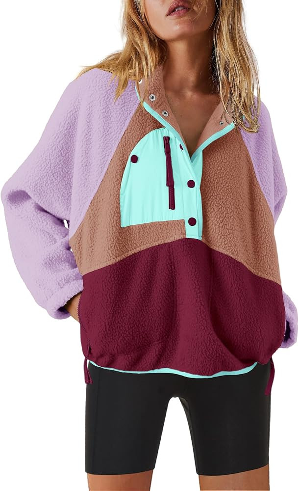 Nirovien Womens Fleece Pullover Quarter Zip Sherpa Jacket Fuzzy Sweatshirt | Amazon (US)