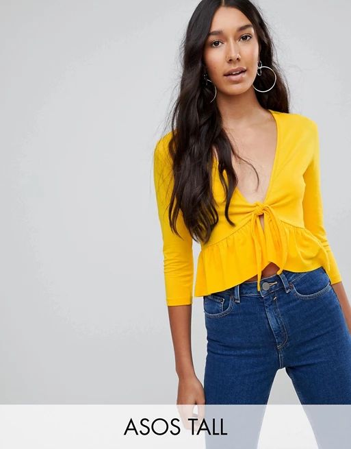 ASOS TALL Top with Knot Front Ruffle | ASOS US