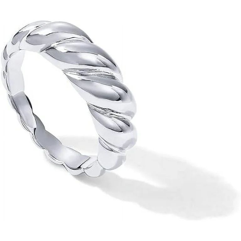 PAVOI 14K White Gold Plated Croissant Ring Twisted Braided Gold Plated Ring | Chunky Signet Ring ... | Walmart (US)