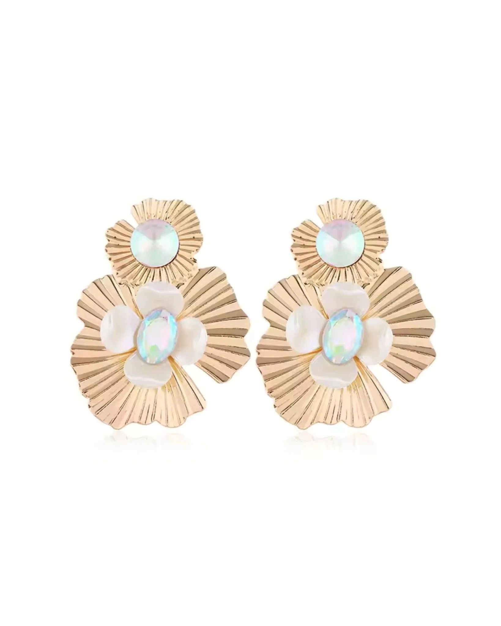 Zera Iridescent Statement Earrings - Gold | LINNY CO LLC