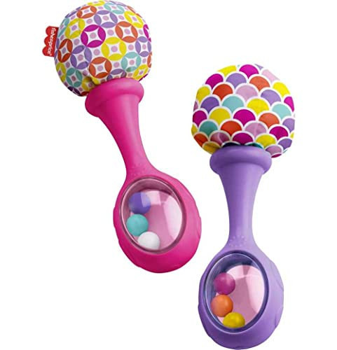 Fisher-Price Newborn Toys Rattle ‘n Rock Maracas, 2 Soft Musical Instruments for Developmental Play for Babies Ages 3+ Months, Pink & Purple | Amazon (US)