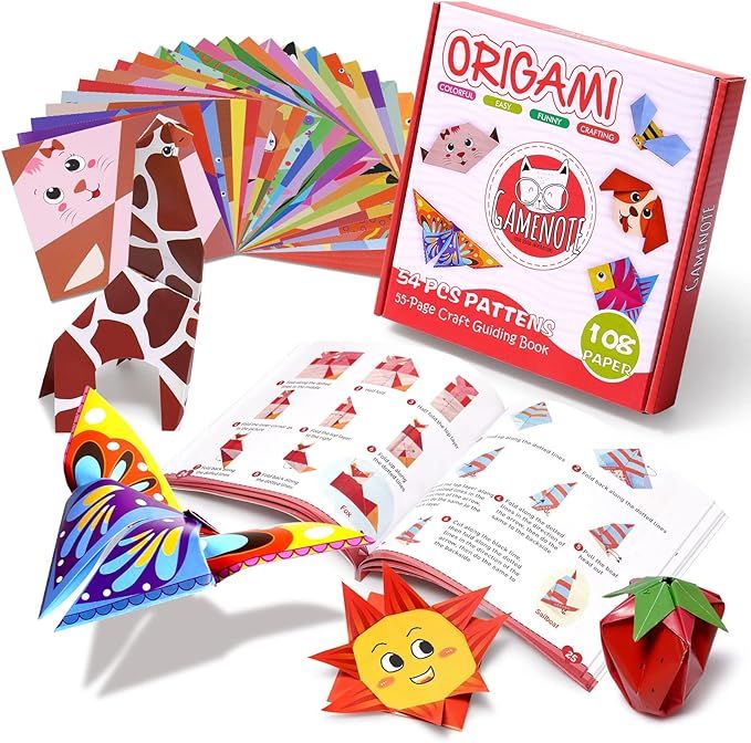 Amazon.com : Gamenote Colorful Kids Origami Kit 108 Double Sided Vivid Origami Paper 12 Sheets Pr... | Amazon (US)