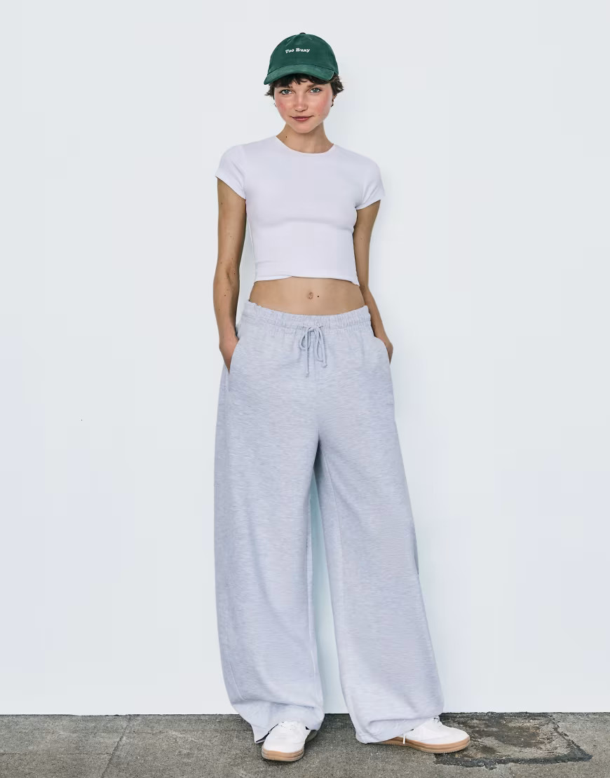 Bershka plush barrel trousers in grey | ASOS (Global)