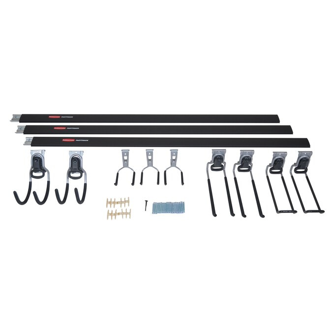 Rubbermaid FastTrack Garage 12-Piece Black/Silver Steel Multipurpose Storage Rail System Lowes.co... | Lowe's