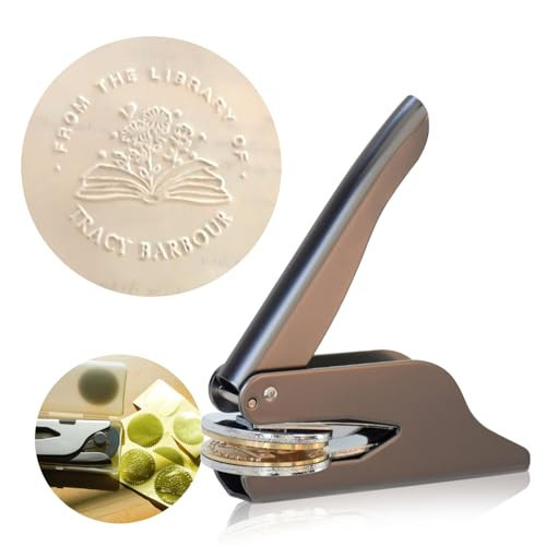Custom Book Embosser Stamp Personalized for Book Lover, Personal Stamp Gift for Book, Ex Libris, Envelop, Sticker, Wedding Invitation, Embossing Stamp Includes 10pcs Stickers (Black) | Amazon (US)