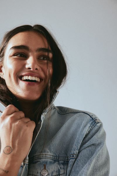 Short Denim Jacket - Beige - Ladies | H&M US | H&M (US + CA)