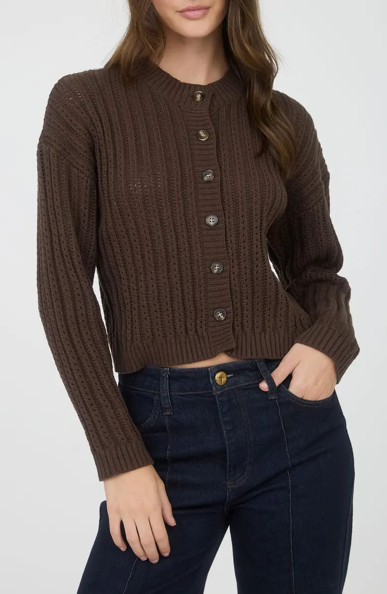 Pointelle Button Front Crop Cardigan | Nordstrom Rack