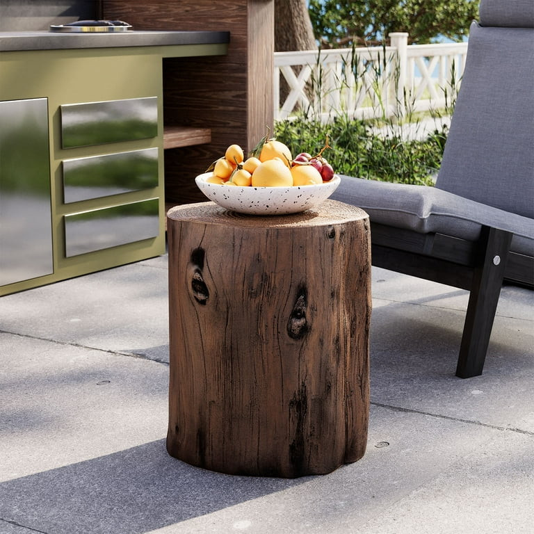 MOALCOFER 16.5" Outdoor Side Table with Faux Wooden Grain,Hand-painted Accent Side Table | Walmart (US)