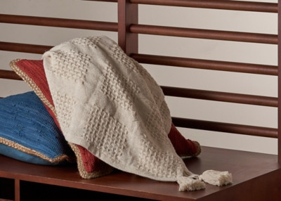 Belgium Basketweave Throw Blanket, Beige | Ashley