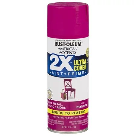 (3 Pack) Rust-Oleum American Accents Ultra Cover 2X Satin Magenta Spray Paint and Primer in 1, 12 oz | Walmart (US)