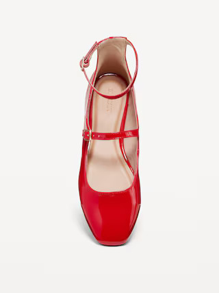 Double-Strap Faux Leather Mary Jane Flats | Old Navy (US)