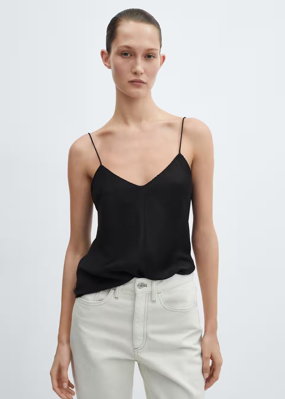 Pleated lace top | MANGO (US)