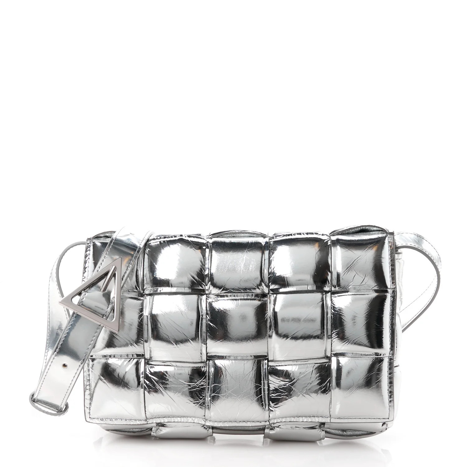 Metallic Lambskin Padded Cassette Crossbody Bag Silver | FASHIONPHILE (US)
