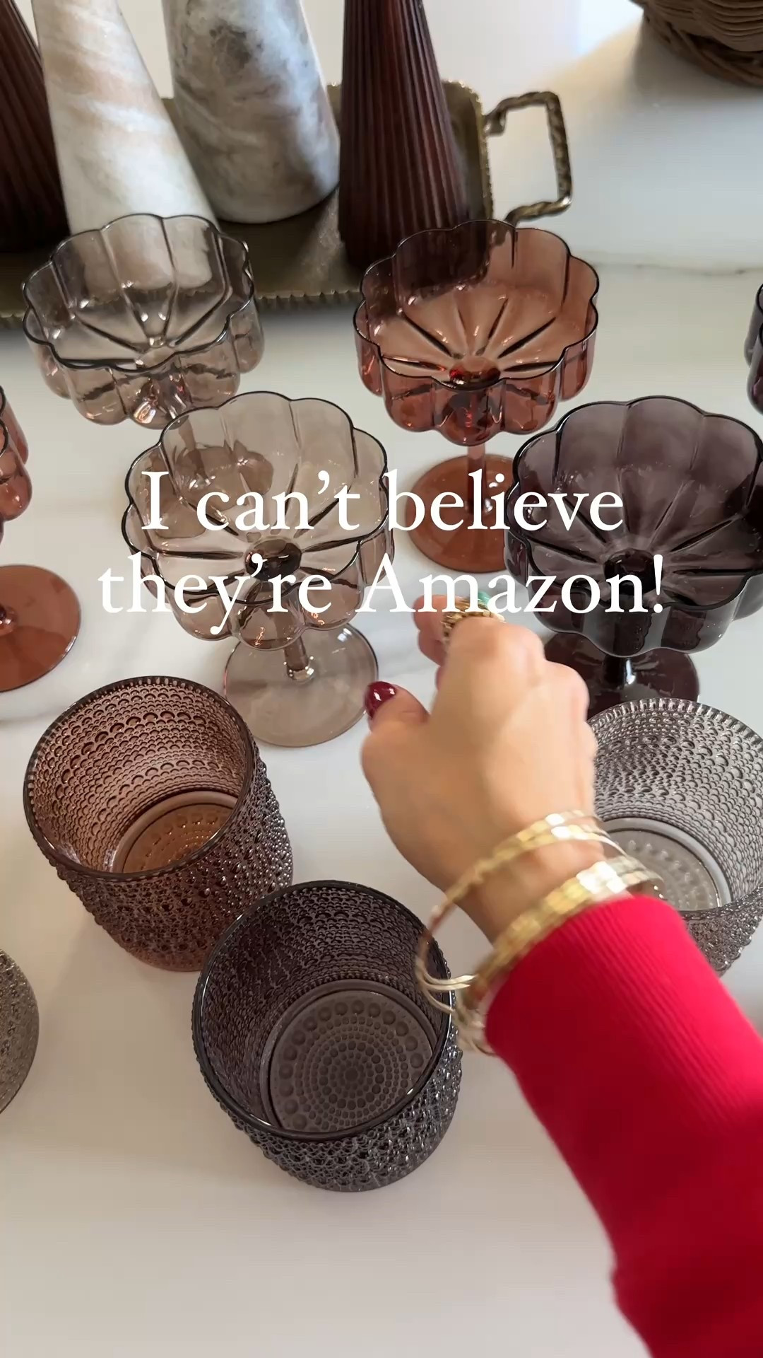 I can’t believe they’re Amazon!!! Gorgeous stemware in amber color! The hobnail and beautiful flower shape is so chic and your guests will surely want to know where you got it #LTKWatchNow #LTKHoliday

#LTKStyleTip #LTKFindsUnder50 #LTKSeasonal
