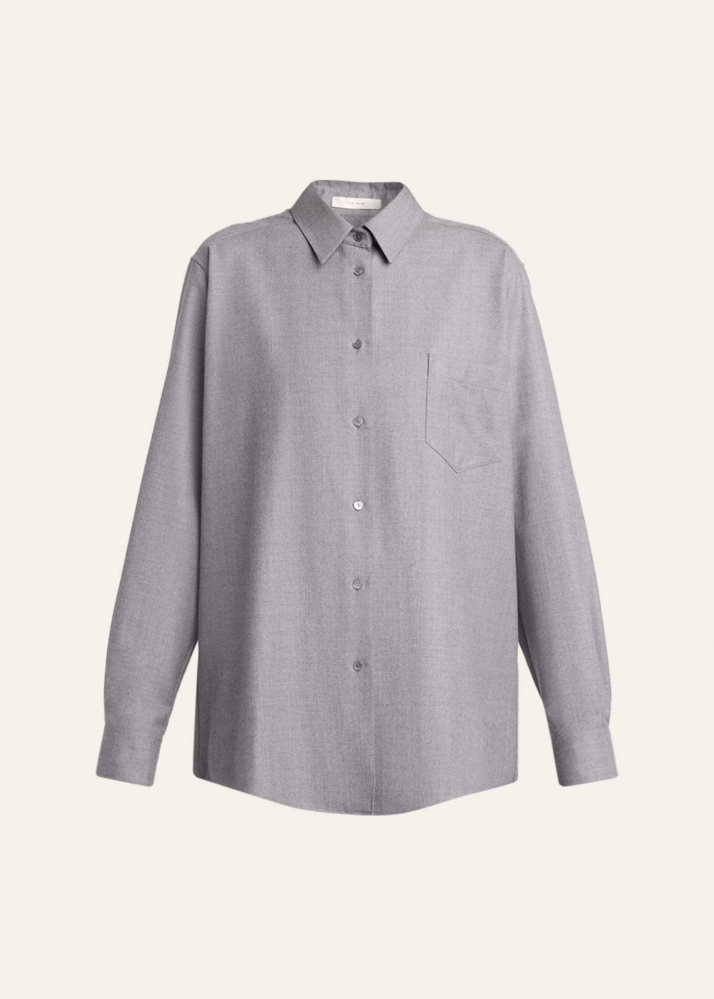 THE ROW Pino Wool Button-Down Shirt | Bergdorf Goodman