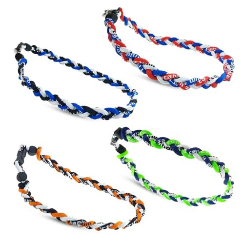 COKSDUPID 4PCS Braided Baseball Necklaces, 18" 3-Braided Baseball Rope Necklace, Assorted Colors Necklace for Teen Baseball Sports Team | Amazon (US)