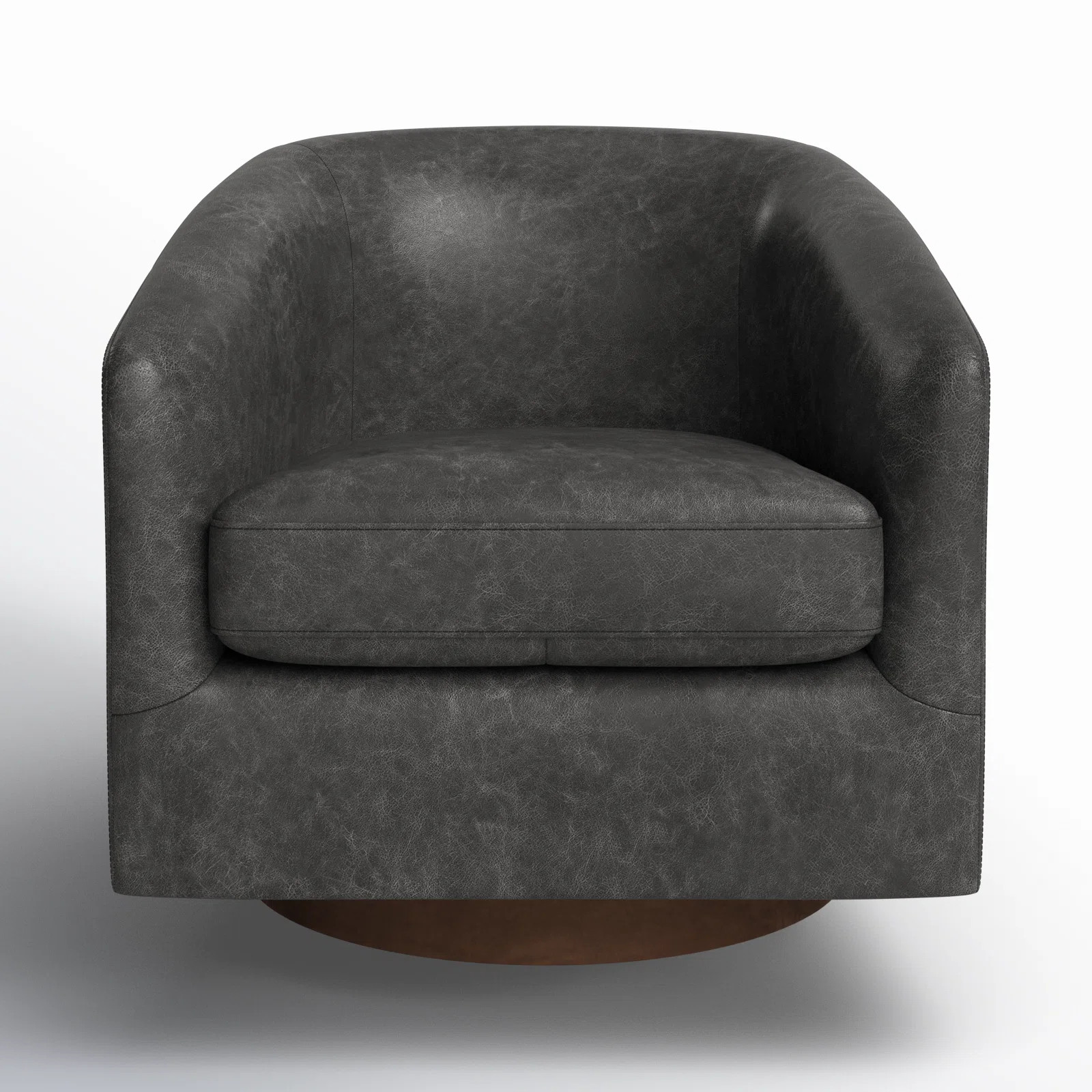 Bennett Genuine Leather Swivel Barrel Chair | Birch Lane