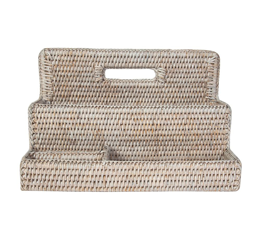 Tava Handwoven Rattan Standing Stationery Sorter | Pottery Barn (US)