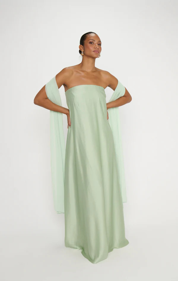 Tinsley Tube Dress ~ Pistachio Luxe Satin | Show Me Your Mumu
