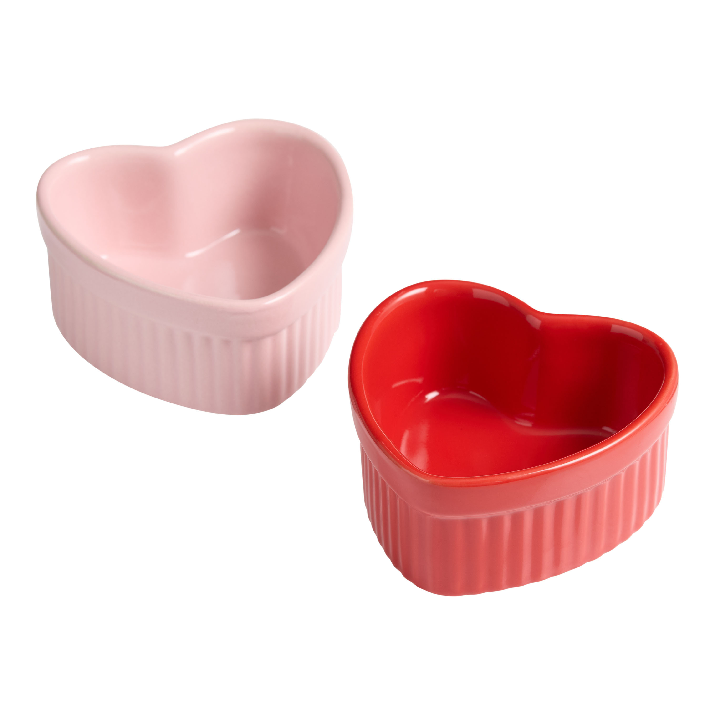 Pink and Red Ceramic Heart Figural Ramekins Set of 2 | World Market