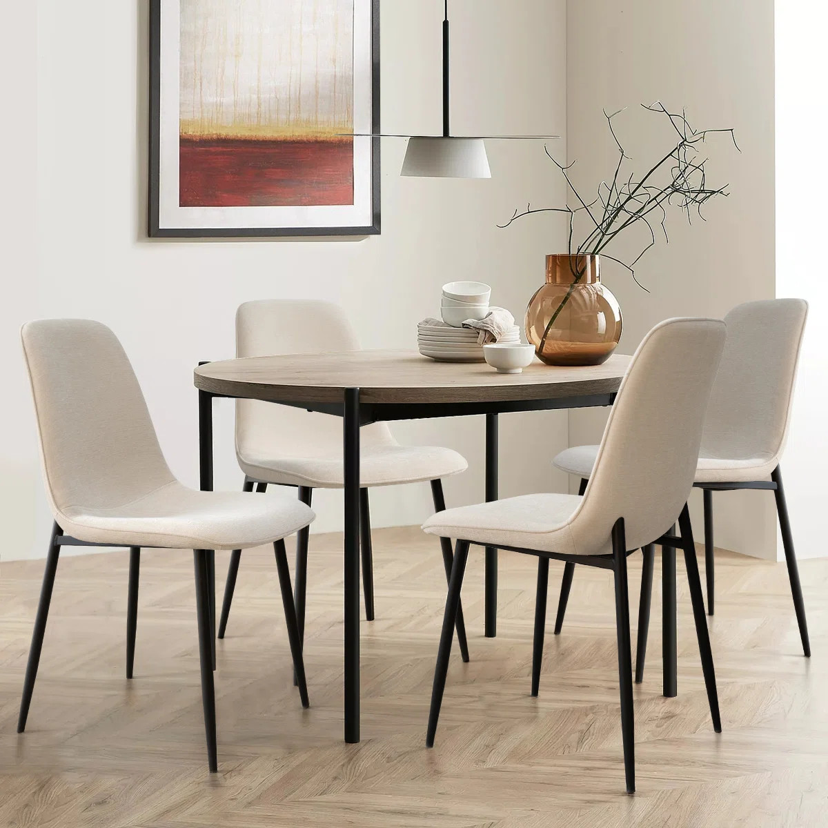 Brookelyne  Upholstered Fabric Side Chair Dining Chair (Set of 4) | Wayfair North America