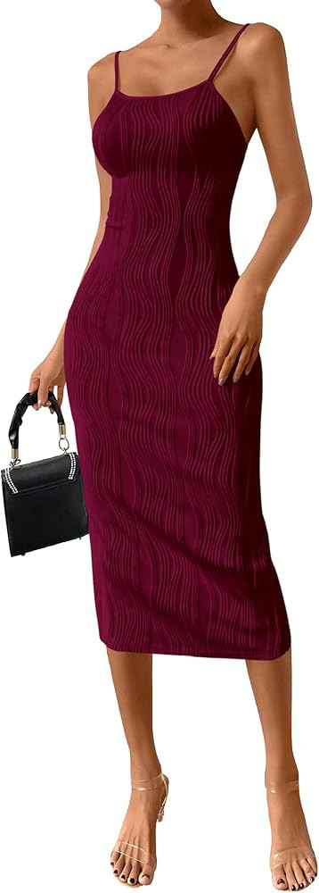 PRETTYGARDEN Summer Dresses for Women Sleeveless Bodycon Dress Textured Back Slit Sexy Cocktail P... | Amazon (US)