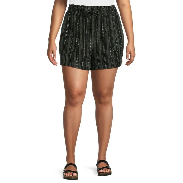 Time and Tru Women's Linen Blend Shorts with Smocked Waist, Sizes XS-XXXL | Walmart (US)