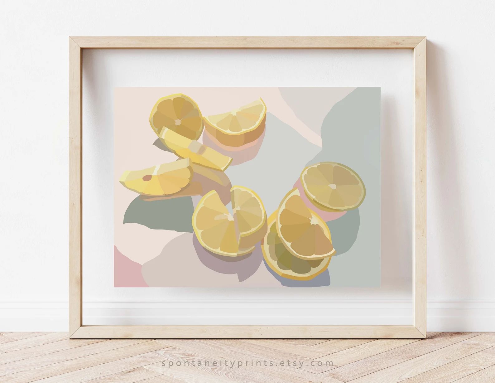 Lemon Wall Art Print, Contemporary Pastel Fruit Artwork, Blush Citrus Decor 6x8 9x12 12x16 18x24 ... | Etsy (US)