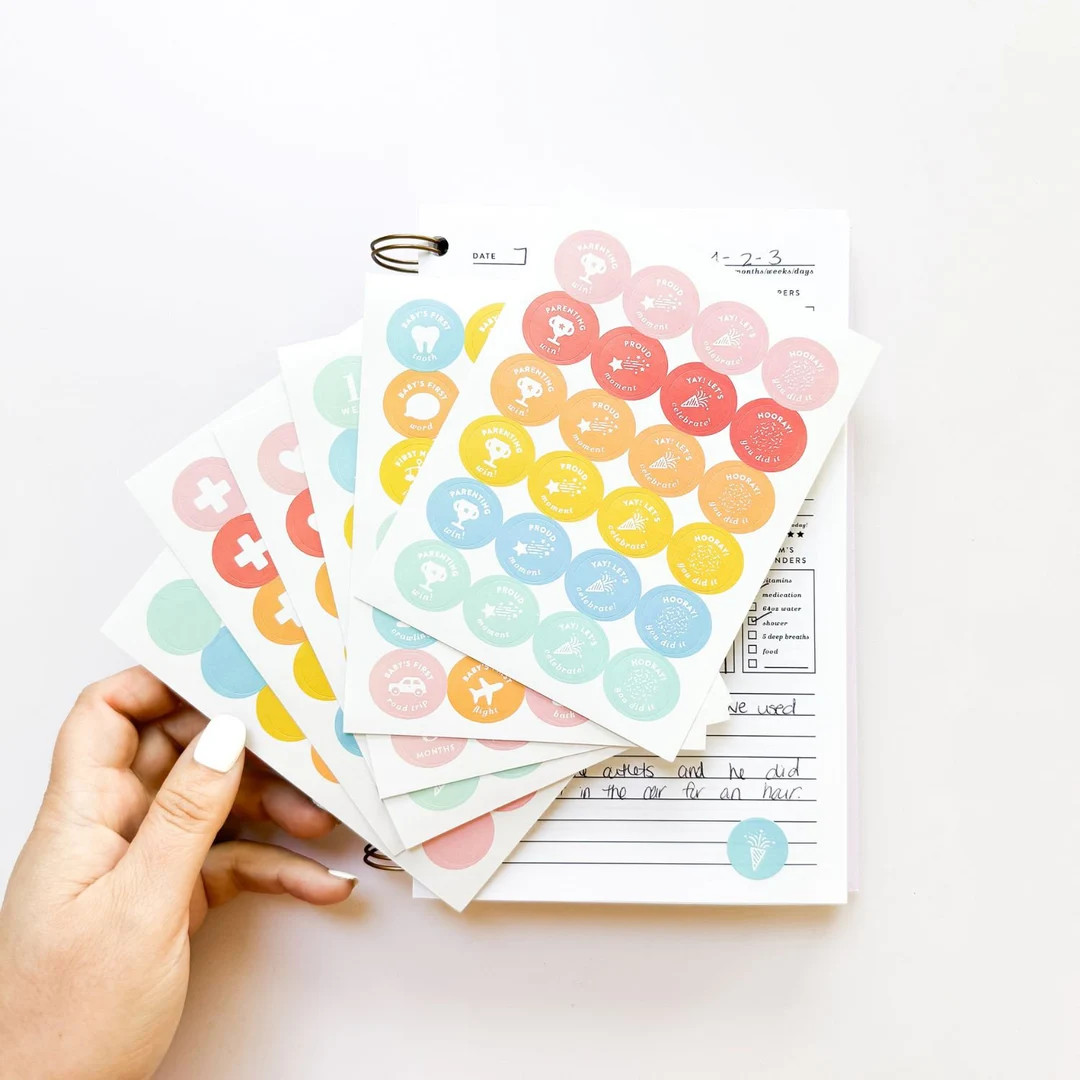 144 Colorful Baby Milestone Stickers the Everyday Mother Daily Newborn Journal - Etsy | Etsy (US)