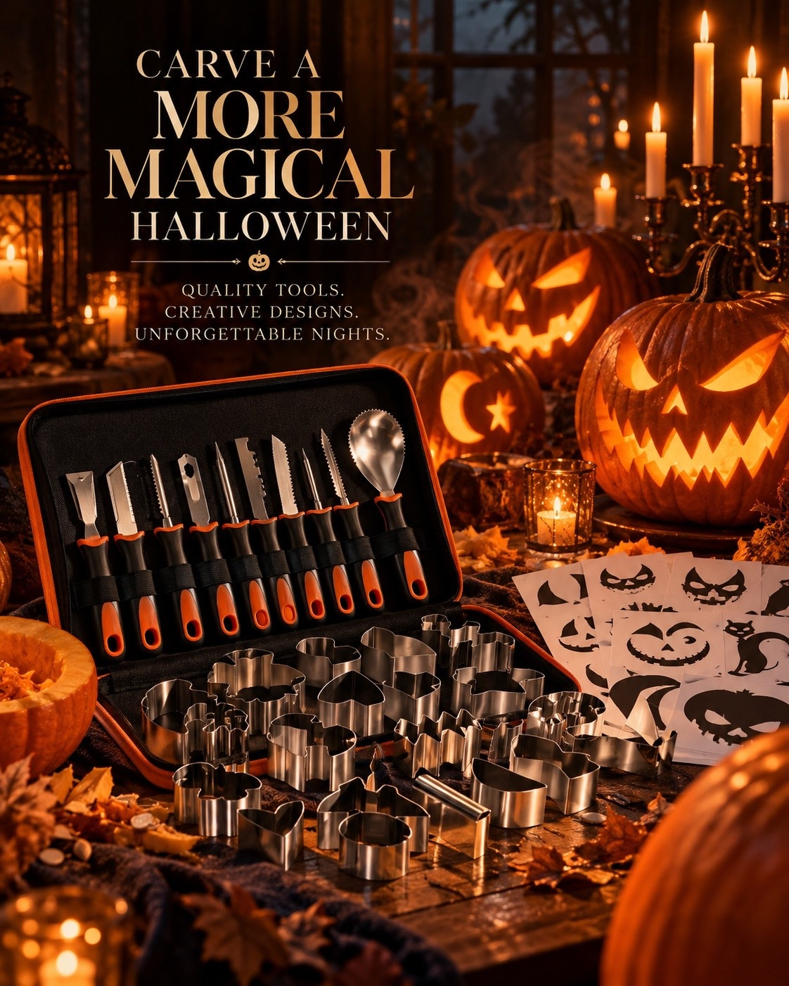 Pumpkin carving deserves to be more than one dull kitchen knife and a prayer.

The right carving tools turn it into the best kind of Halloween ritual—the table covered in pumpkin seeds, everyone choosing a design, candles glowing, and a lineup of jack-o’-lanterns that actually look the way you imagined.

From detailed faces to classic crooked grins, a proper carving kit makes the creative part easier—and the finished pumpkins so much more fun to light up after dark.

More creativity. More atmosphere. A little more Halloween magic.

#AmazonFinds #AmazonHalloween #PumpkinCarving #PumpkinCarvingKit #HalloweenFinds #HalloweenMustHaves #SpookySeason #HalloweenAtHome #JackOLantern #FallTraditions #HalloweenIdeas #FamilyHalloween #AmazonHome #FallFinds #CallsignDesign