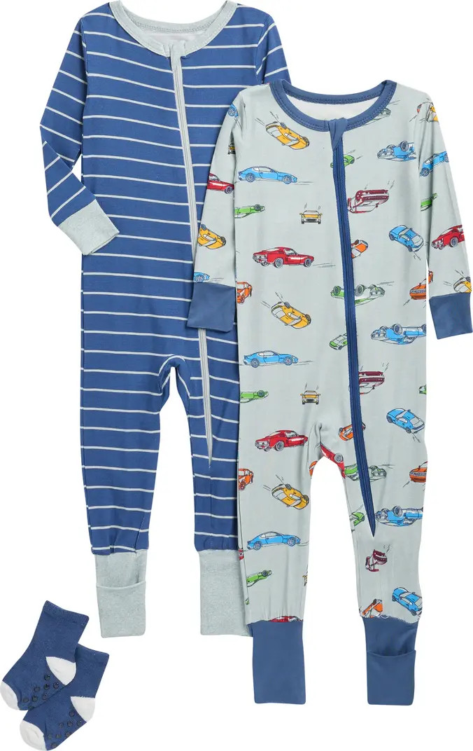 SLEEP ON IT Set of 2 Assorted Convertible Footies & Socks Set | Nordstromrack | Nordstrom Rack