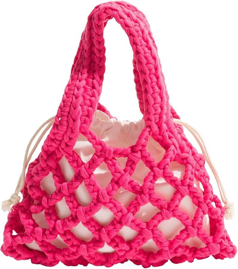 UMREN Women's Hollow Out Crochet Hand-woven Soft Straw Shoulder Bag Rattan Handbag for Women Beac... | Amazon (US)