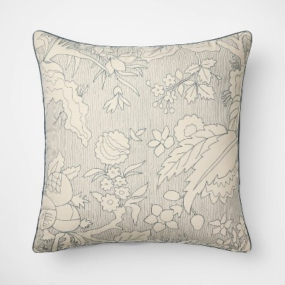 Oversized Square Reverse Embroidered Floral Blue and Cream - Threshold™ Design with Studio McGe... | Target